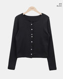 Marble Mix Color Button Point Cardigan