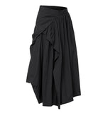 Asymmetrical Draped Layered Long Skirt