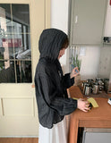 Pentle Summer Stripe See-through Hood Shirt