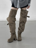 1171 Multiway Buckle Thigh High Boots (8cm)