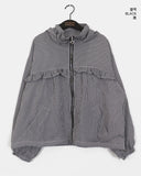 Mateng Frill Check Hooded Zip-Up Jumper