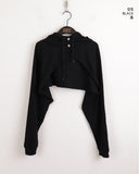 Lots Snap Button Waffle Layered Hood Bolero