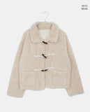 Ending Collar Pocket Duffle Wool Fluffy Fur Jacket