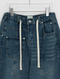 [Unisex] Melnew Snap Button Denim Banding Wide Pants