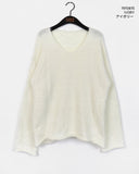 Fling Soft Angora Roll V-neck Long Sleeve Knit