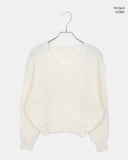 Pimin Angora V-neck long-sleeved knit