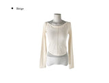 Levan Color Matching Halter Sleeveless Cut Long Sleeve T-shirt Set