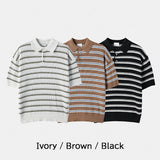 Bern Striped Collared Short Sleeve Knit