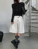[U-BASIC] Lin Pintuck Cotton Bermuda Pants