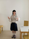 [BAONHAUS] Lulubo Shirring Round Stripe Blouse
