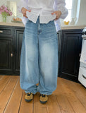 Nihin Washing Denim Wide Pants