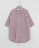 [unisex] Dillon Seersucker Check Over Short Sleeve Shirt