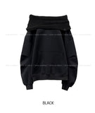 Mio Drape Hood Off-Shoulder Sweatshirt
