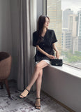 Karey Linen Strap Short Sleeve Blouse Jacket