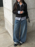 Risha Check Collar Knit Shirt Rib Cardigan