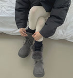 Suede Platform Sole Middle Walker Folding Sheepskin Boots