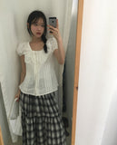 Muh punching lace ribbon cotton bag