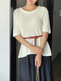 Lorella Hachi Flared Short Sleeve Knit