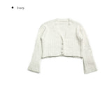 Reaper angora crop knit cardigan