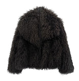 Wide Collar Strap Robe Fur Jacket