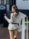 Summer Over Back Eyelet V-Neck Knit