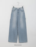 Kuhaka carpender washed light blue wide denim pants