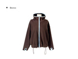 Rihan Color Matching High Neck Hood Fleece Zip-Up