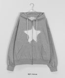 [unisex] Tentimo brushed two-way star over hood zip-up