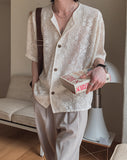 Suo crochet punching knitwear half shirt