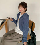 Numoti Duffle Hood Bolero Knit Cardigan