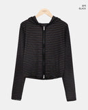 Roban Slim Stripe Two-Way Hooded Zip-Up