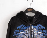 Venom Y2K Lettering Cubic Velvet Brushed Hood Zip-Up