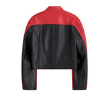 Lambskin cropped biker jacket