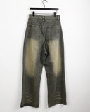 Tessing Catwashing Pocket Denim Long Wide Pants