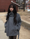 [2oz Quilting] Fila High Neck Wool Belt Half Coat