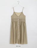 Chyuiko Pintuck Lace Layered Button Long One Piece