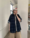 [Unisex] Mebut Roll-Up Check Over Short Sleeve Shirt