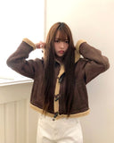 Duna Suede Hooded Duffle Fleece Fur Mustang Jacket