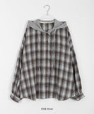 Yuuki color matching hood check shirt