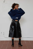 eyelet leather bermuda pants