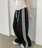 Banding Lace Track Wide Banding Pants
