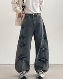 Soil Washing Cross Denim Pants