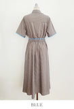 Etoile Color Matching Stripe Shirt One Piece (Belt Set)