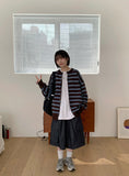 [unisex] Horiring Punching Stripe Over Cardigan