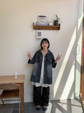 [unisex] Ryuhu Vintage Denim Hood Short Sleeve Shirt