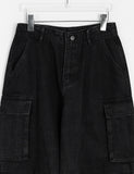 Melta Black Wide Parachute Cargo Denim Pants