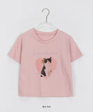 Bobona Cat Printing Crop Short Sleeve Tee