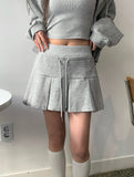 [3pc set] Raeun Sleeveless Hood Zip-up Pleats Skirt Set