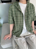 Misito Check String Hood Short Sleeve Shirt