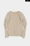 Sol button hairy knit top